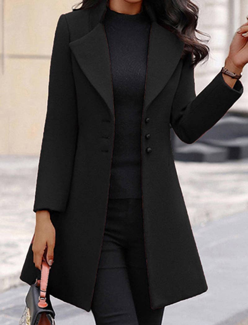 Manteau ajusté à boutons et coupe longue