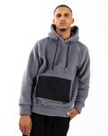 Hoodie Grain gris avec poche en sergé noir