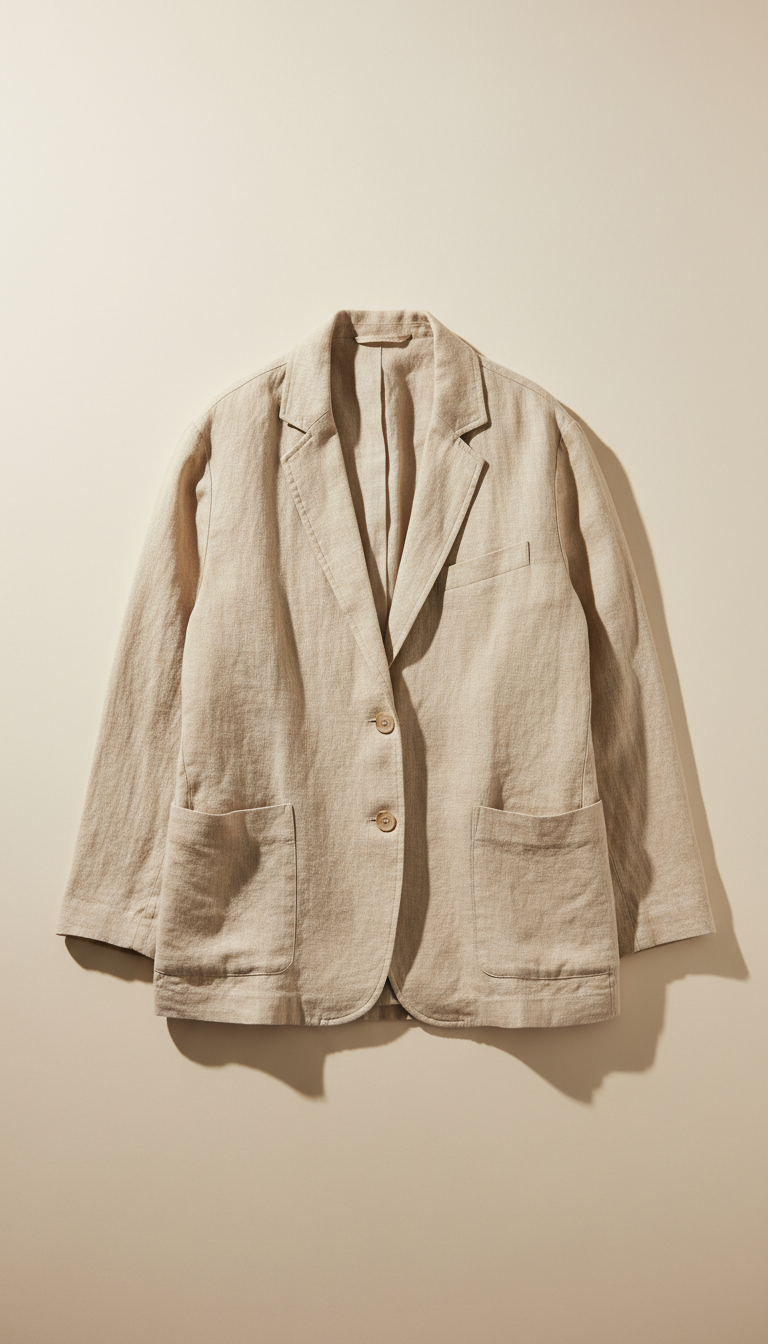 Blazer in lino relaxed con revers a dente