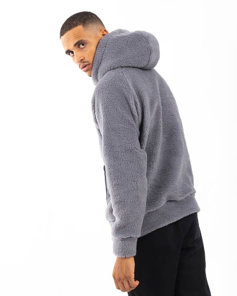 Hoodie Grain gris avec poche en sergé noir
