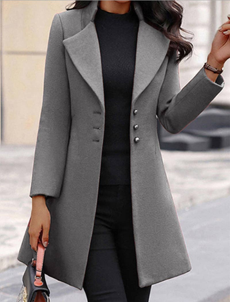Manteau ajusté à boutons et coupe longue