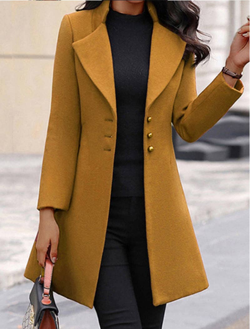 Manteau ajusté à boutons et coupe longue